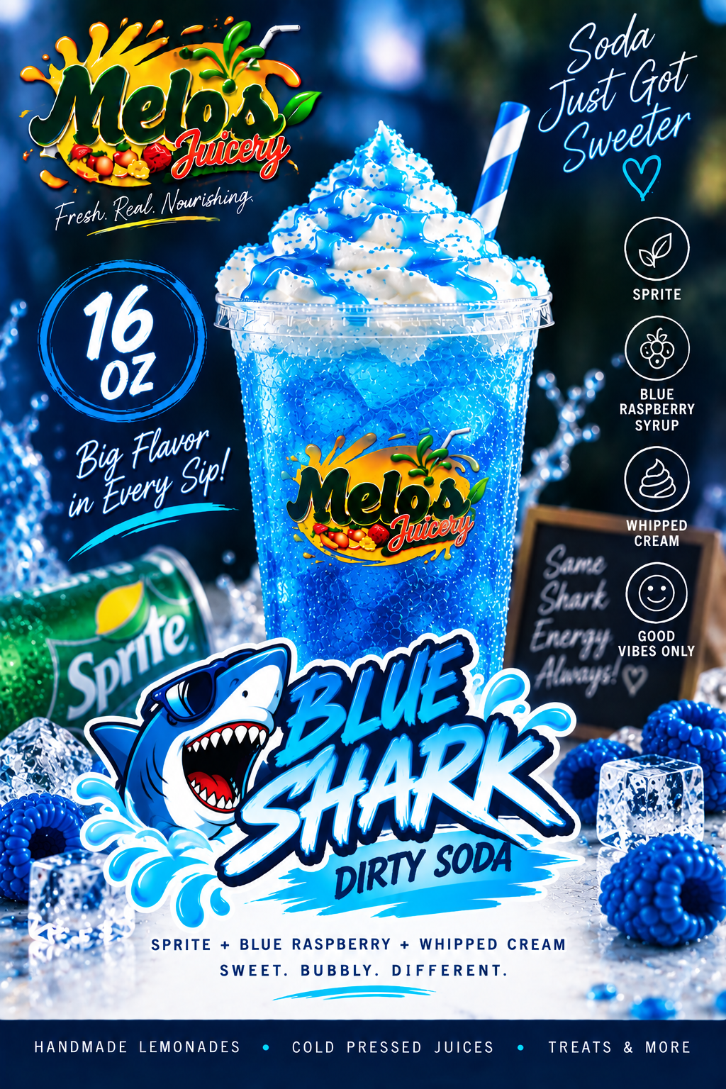 16OZ BLUE SHARK DIRTY SODA